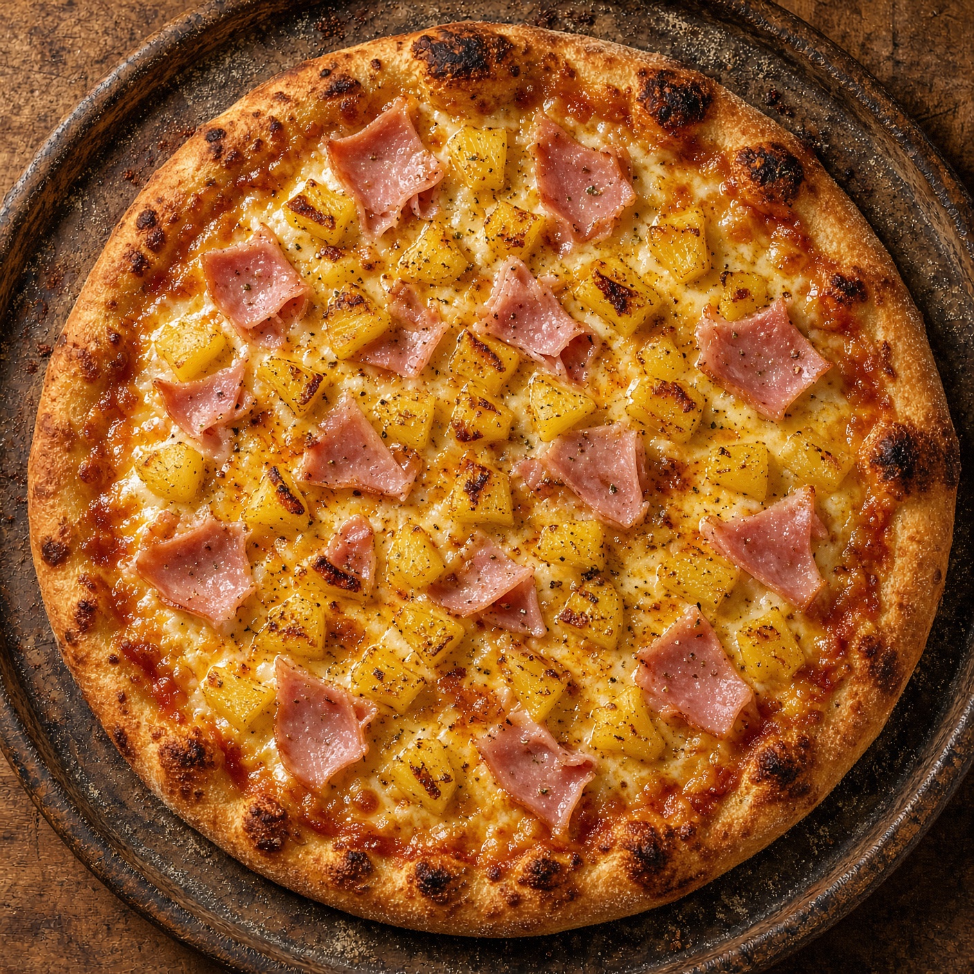Pizza mitad Pepperoni y Hawaiana